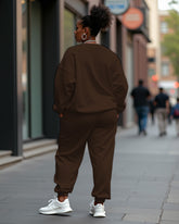 Women's Plus Size Letter Printing Long Sleeve Sweatshirt and  Casual Pants Set